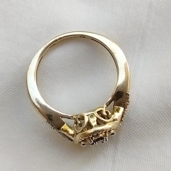 Vintage Bridal Style Vermeil Gold Plated CZ Sterling Silver Ring / Size Seven - Picture 4 of 8